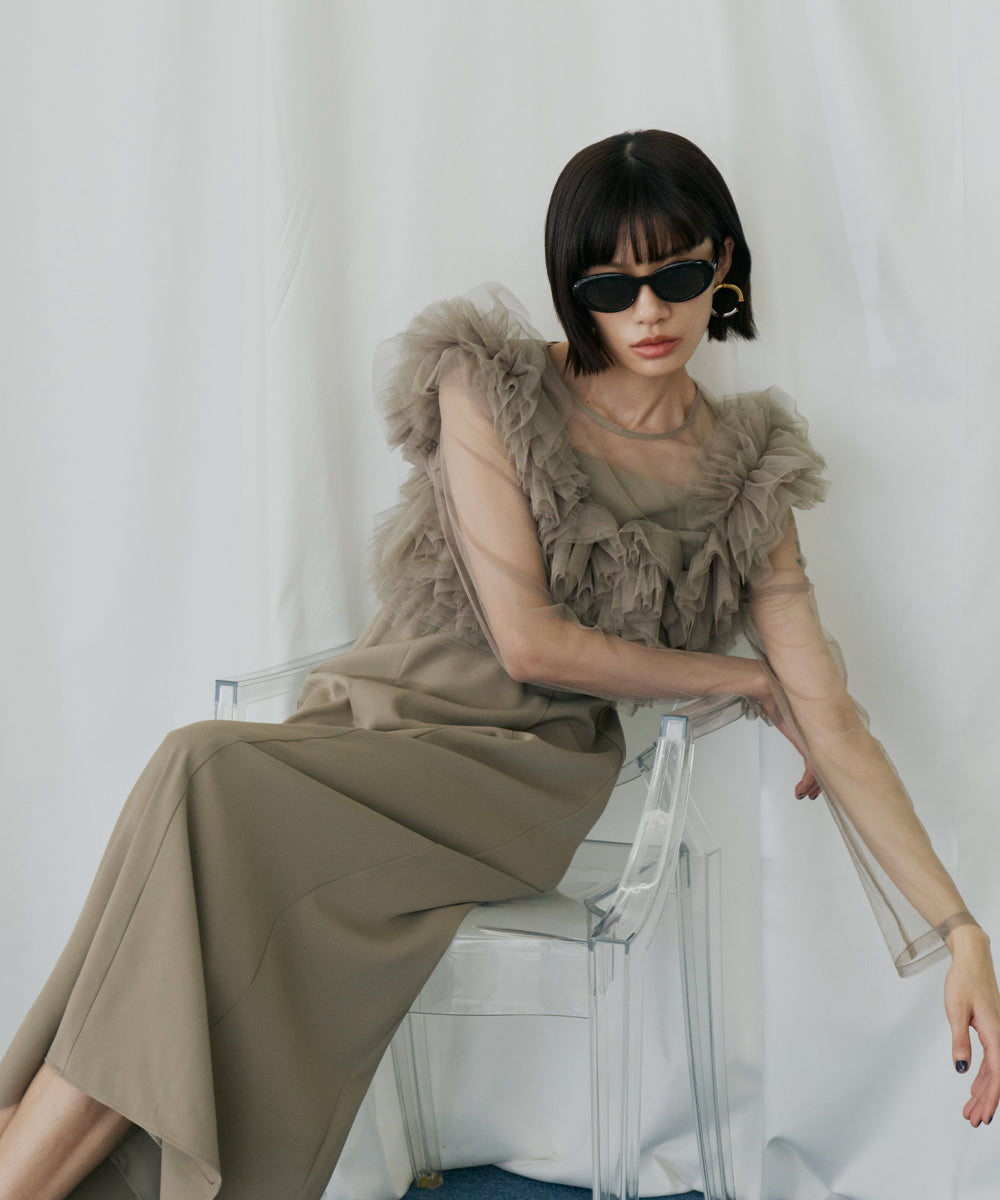 VOLUME RUFFLE LAYER DRESS