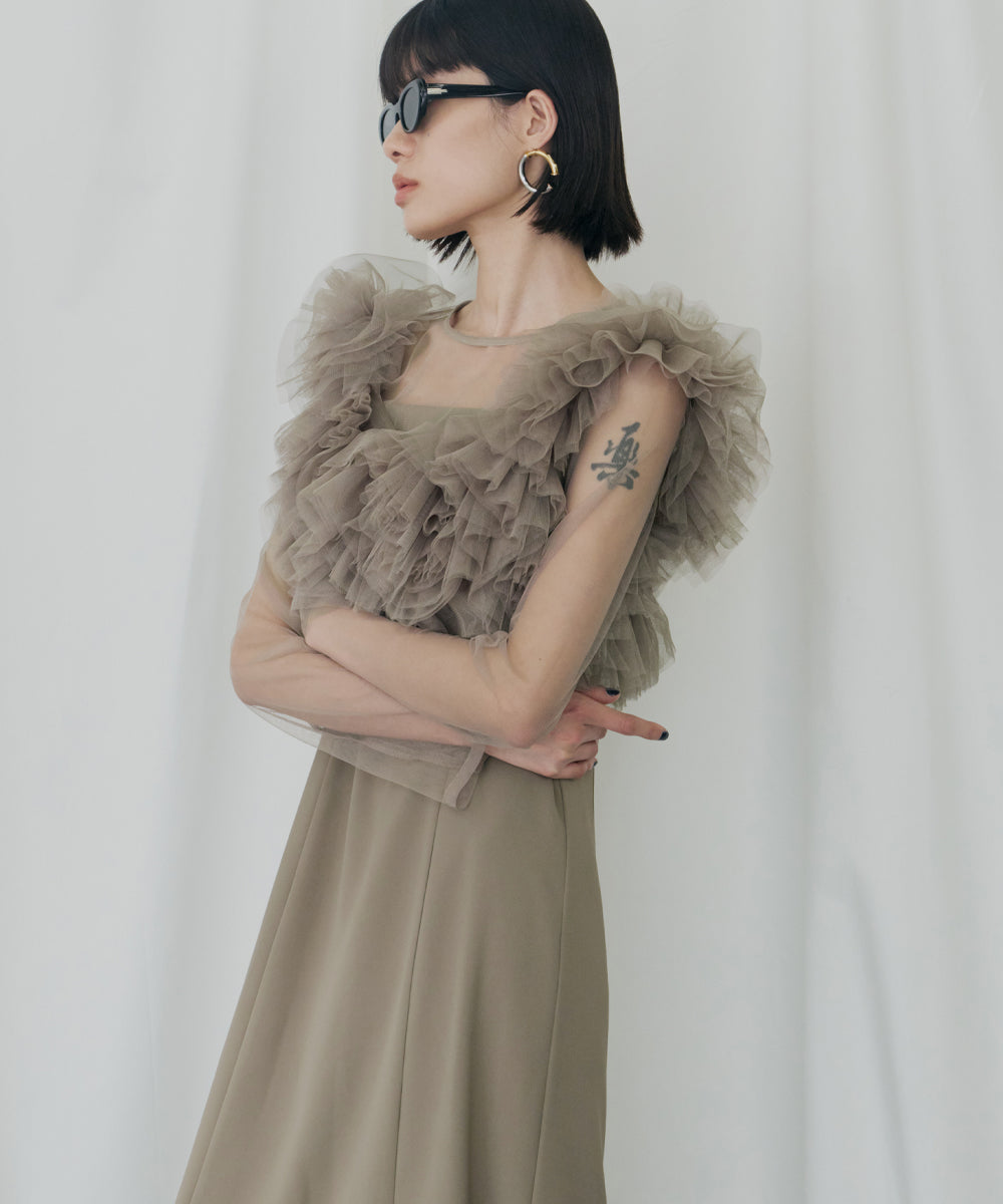 VOLUME RUFFLE LAYER DRESS
