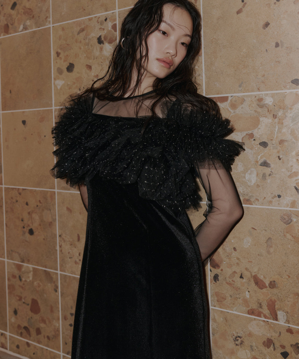 VOLUME RUFFLE LAYER DRESS