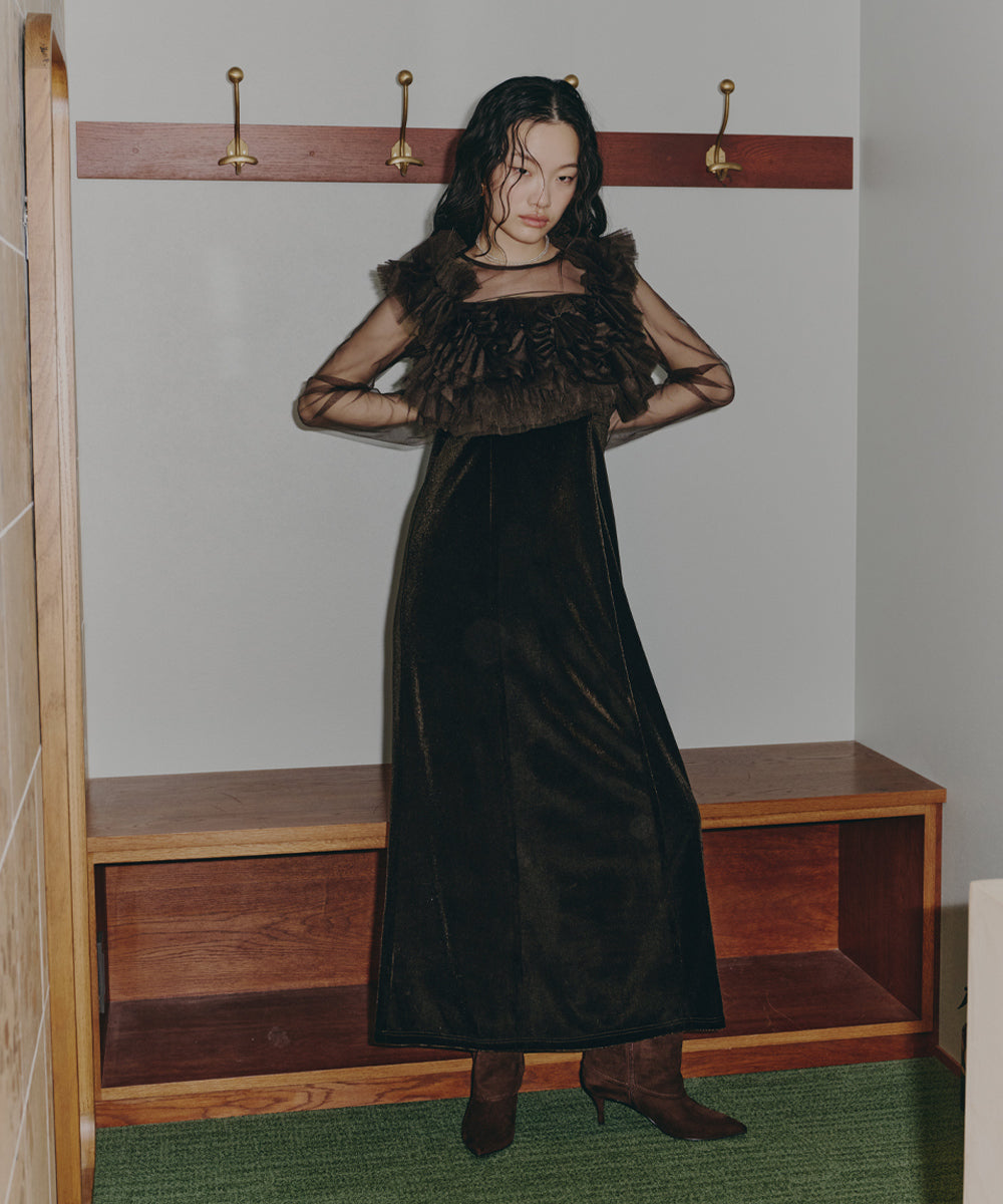 VOLUME RUFFLE LAYER DRESS