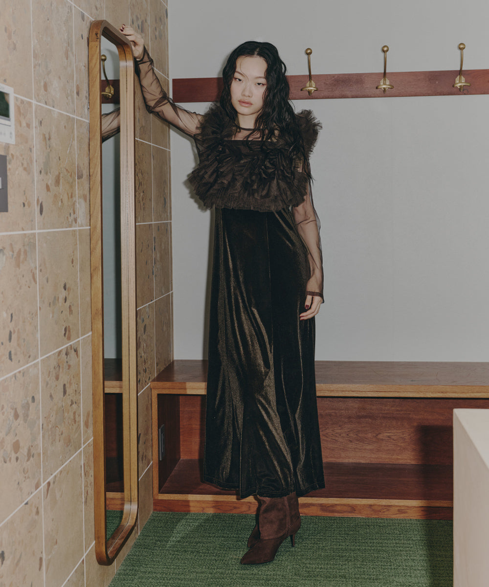 VOLUME RUFFLE LAYER DRESS