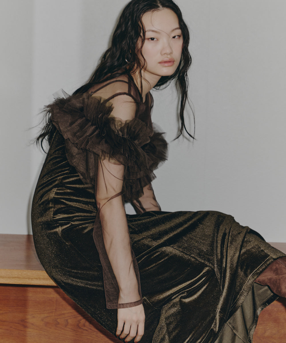 VOLUME RUFFLE LAYER DRESS