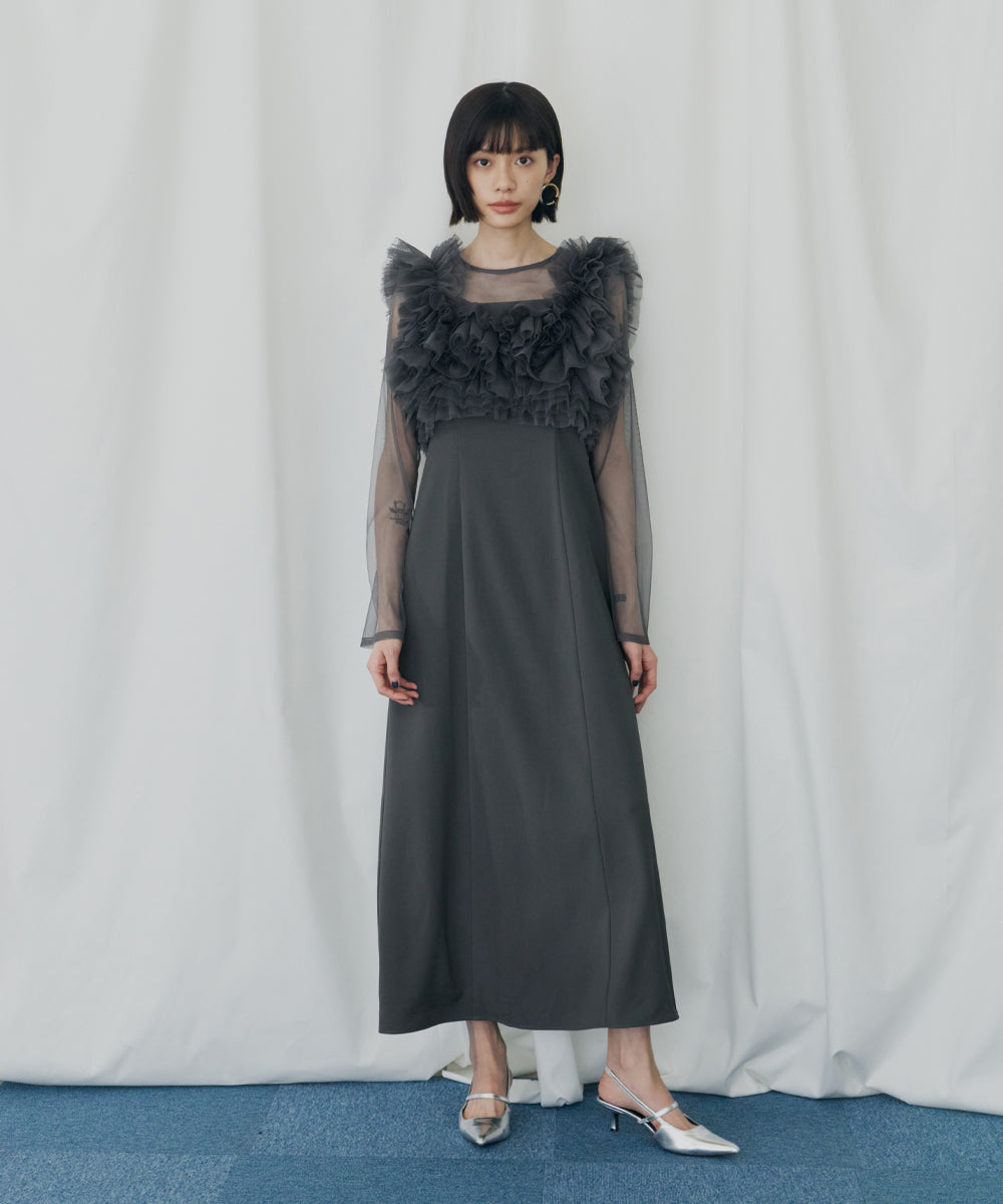 VOLUME RUFFLE LAYER DRESS