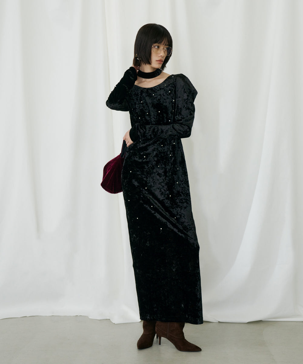 PEARL GLOW VELOUR DRESS