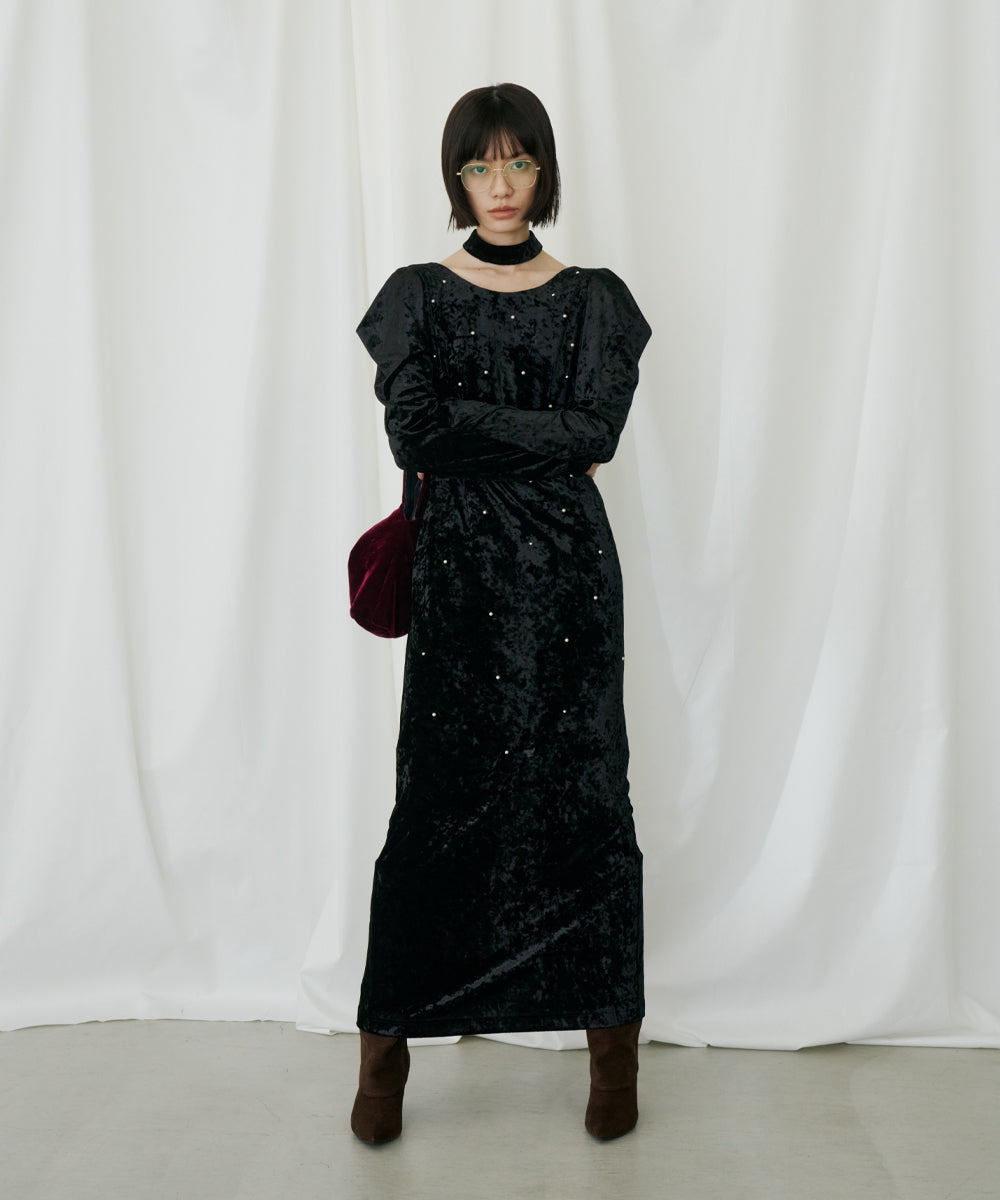 PEARL GLOW VELOUR DRESS