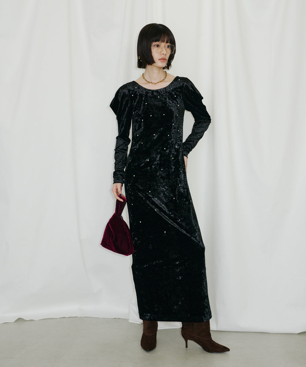 PEARL GLOW VELOUR DRESS