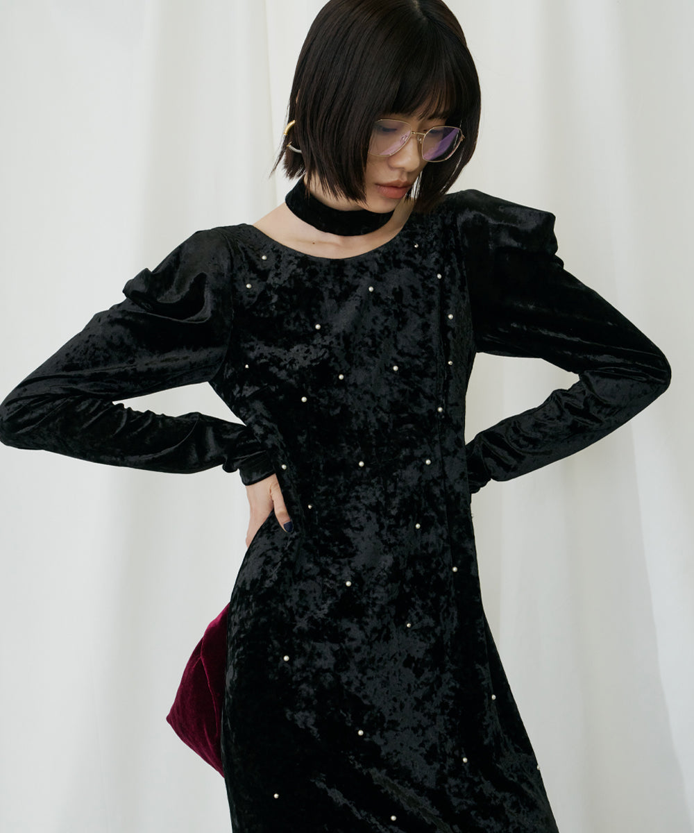 PEARL GLOW VELOUR DRESS
