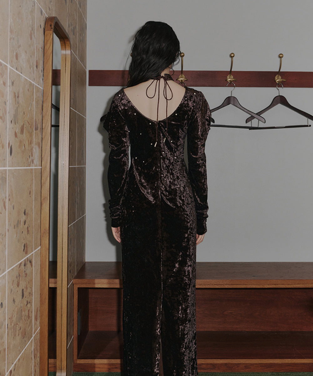 PEARL GLOW VELOUR DRESS