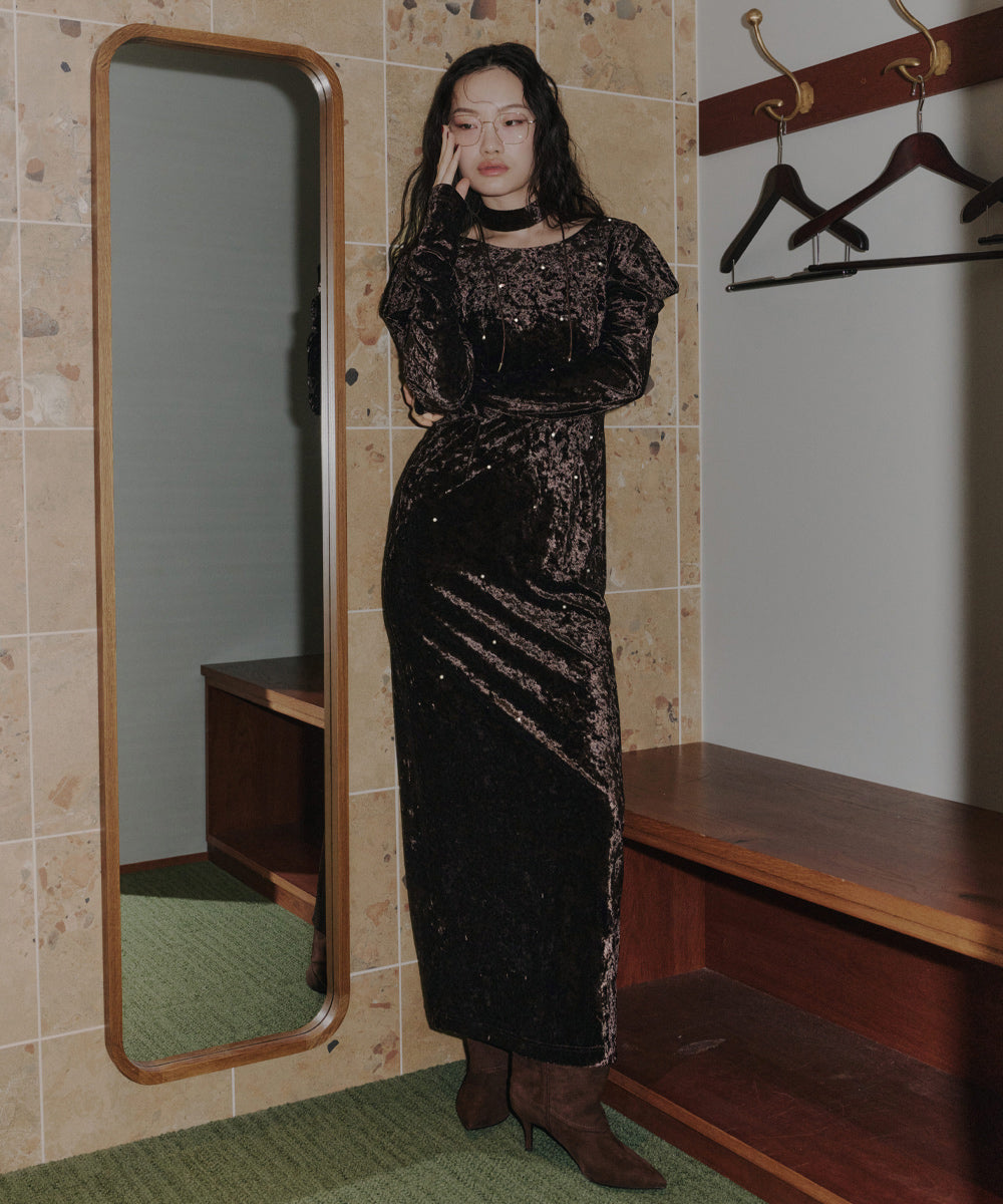 PEARL GLOW VELOUR DRESS