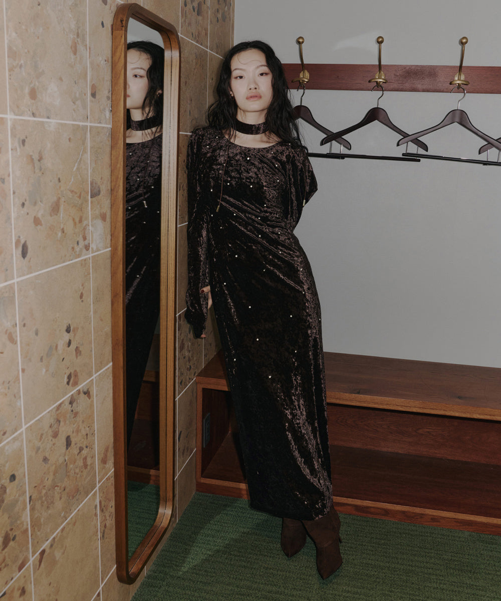 PEARL GLOW VELOUR DRESS