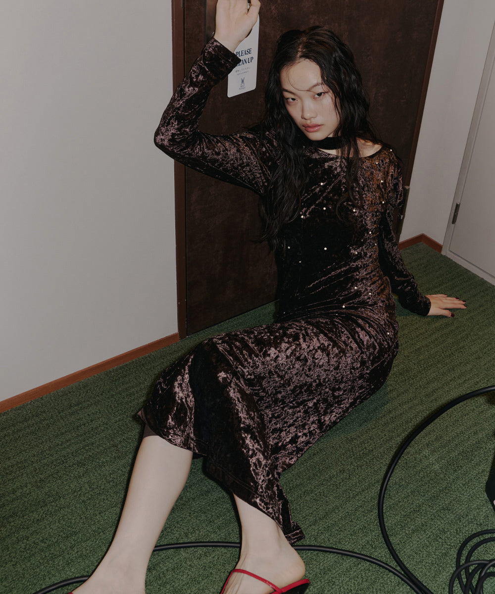 PEARL GLOW VELOUR DRESS