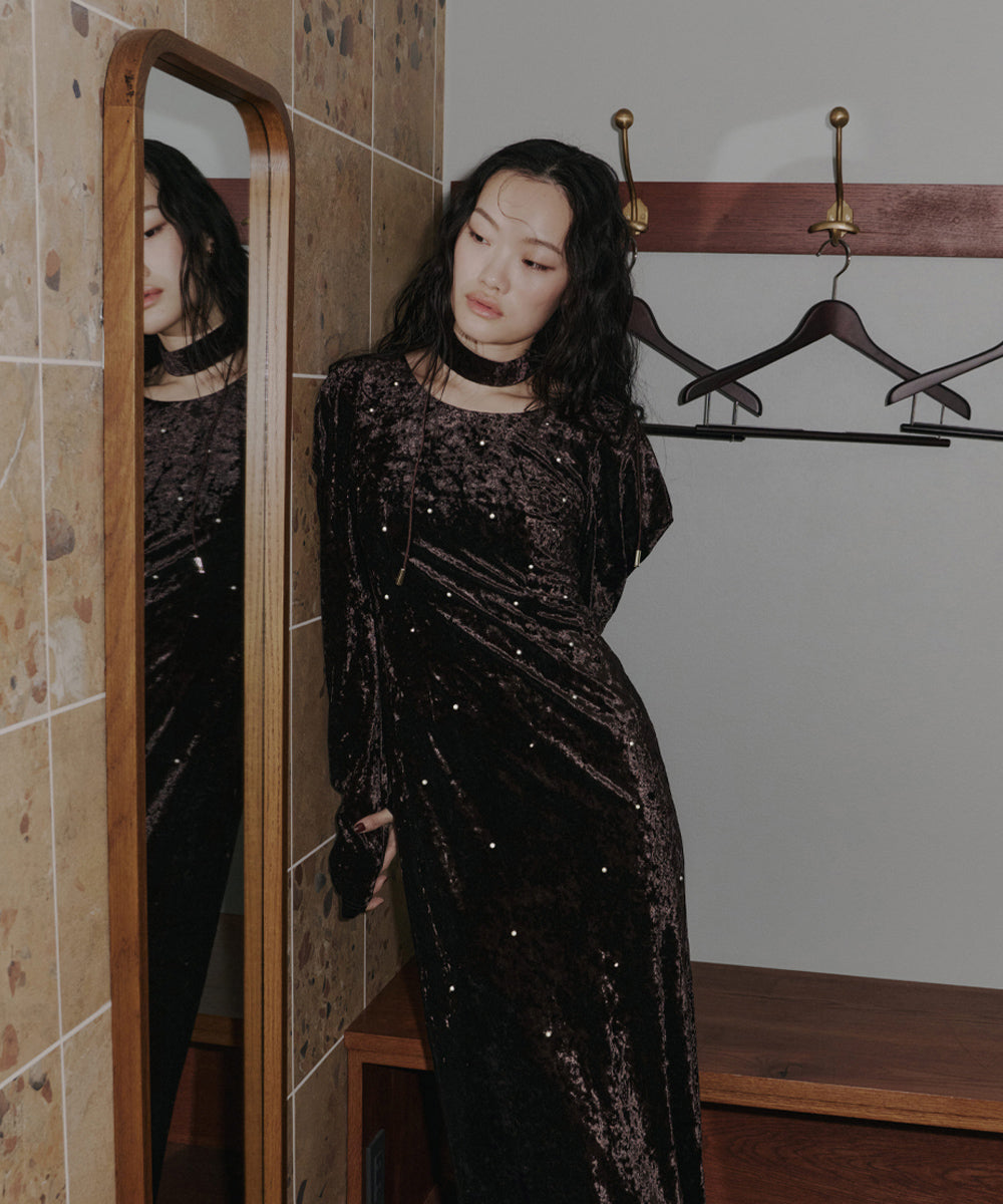 ANDRÉSD ／ アンドレスド pearl glow velour dress PEARL GLOW VELOUR DRESS