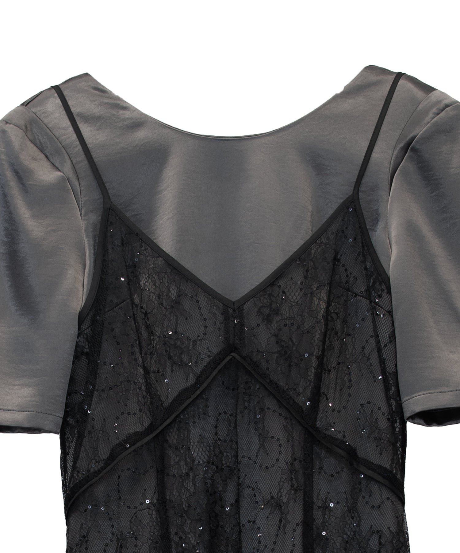 SPARKLE LACE SATIN DRESS