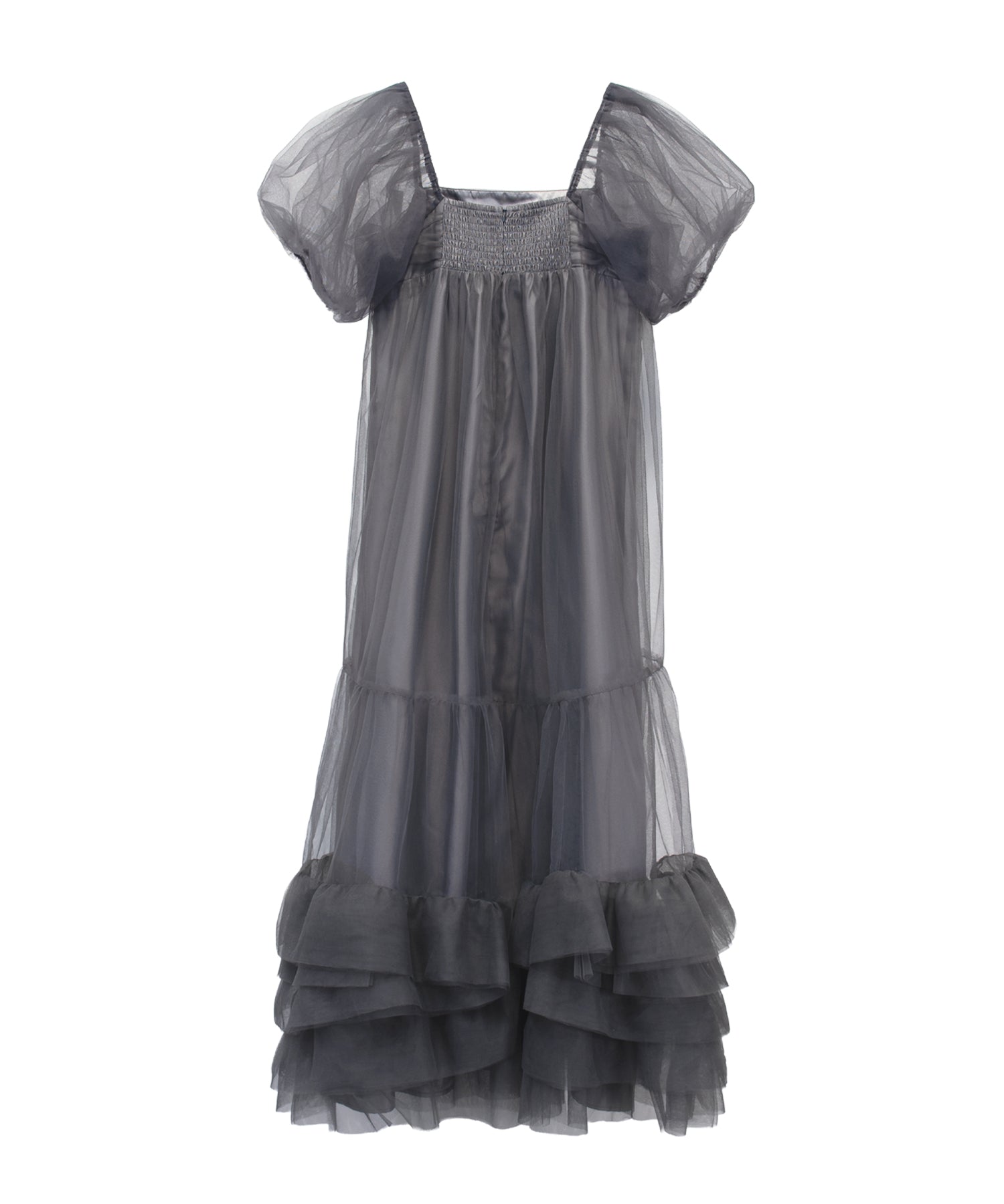 VOLUME TULLE PUFF SLEEVE DRESS