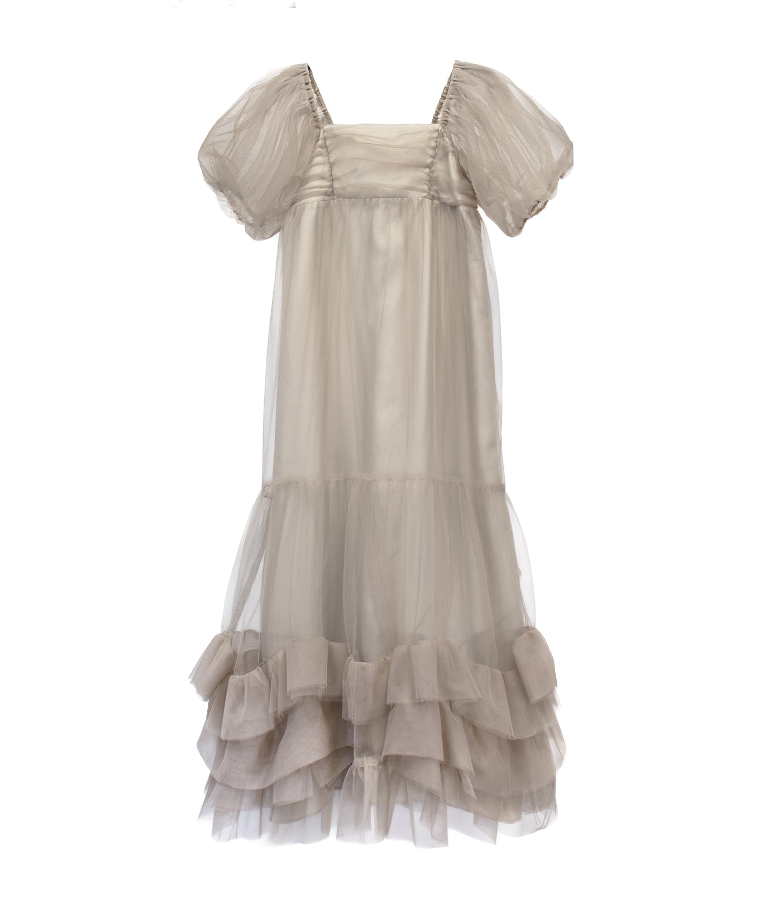 VOLUME TULLE PUFF SLEEVE DRESS