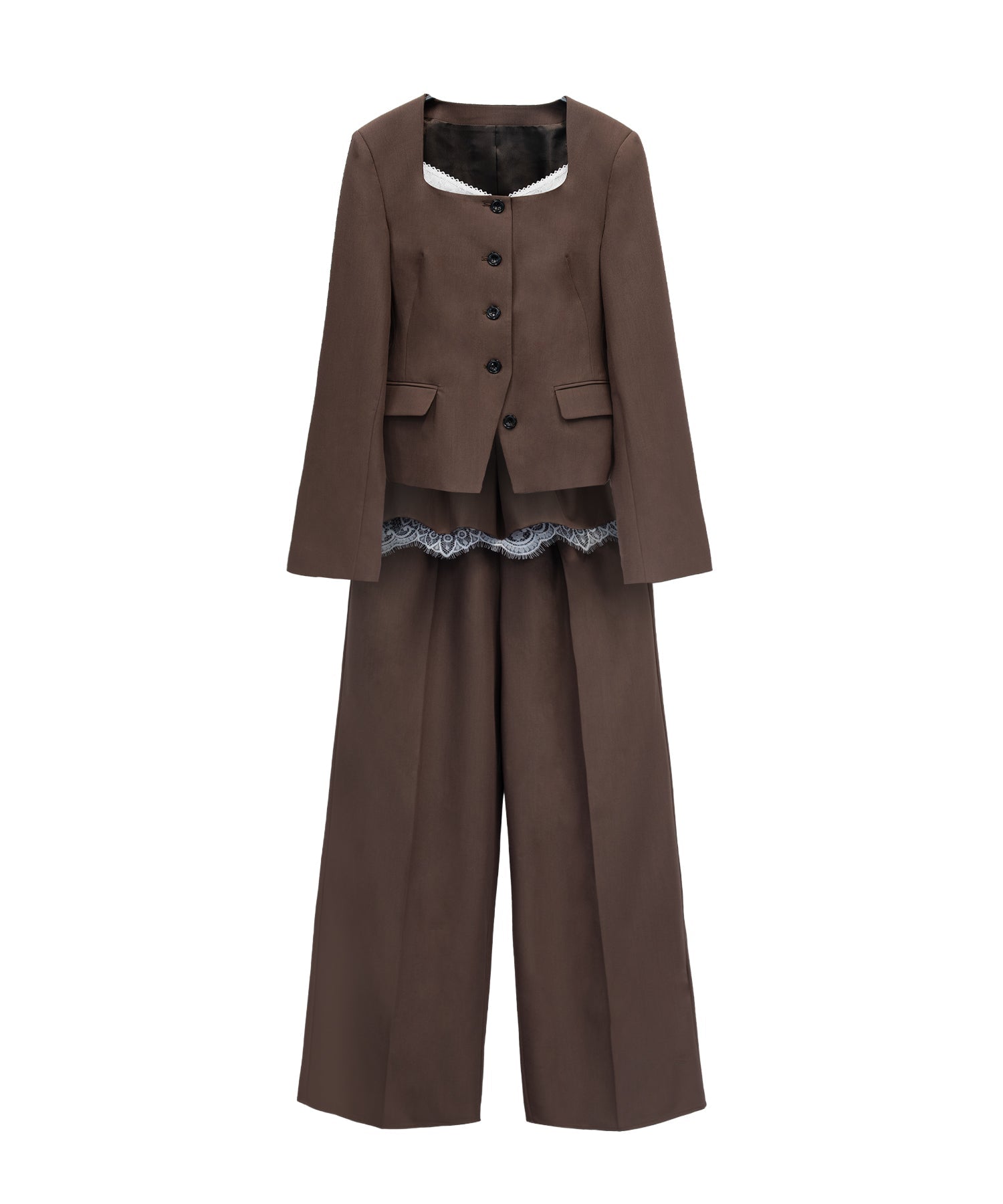 FEMME PEPLUM SETUP  ブラウン 全身物撮り画像