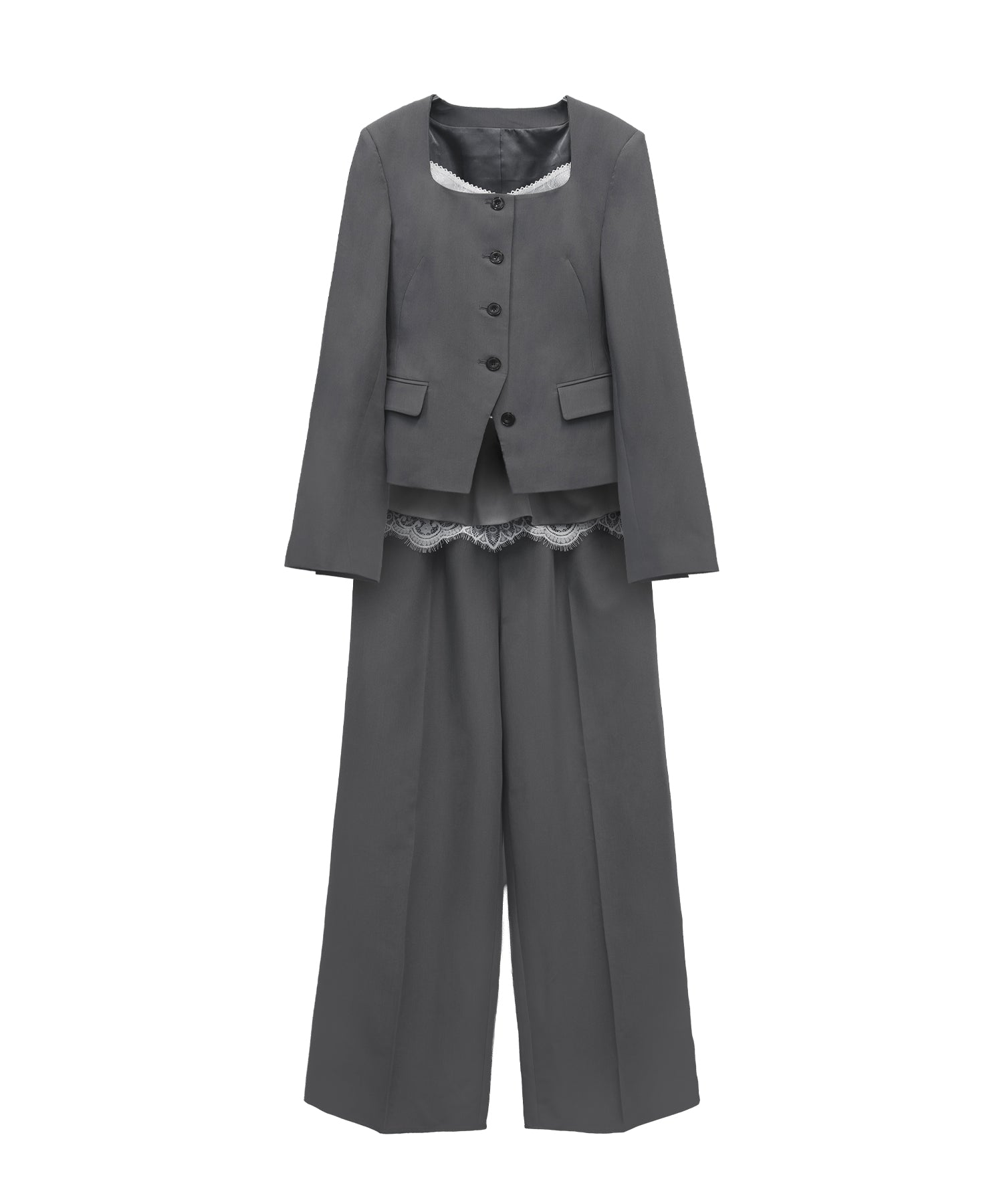 FEMME PEPLUM SETUP グレー 全身物撮り画像