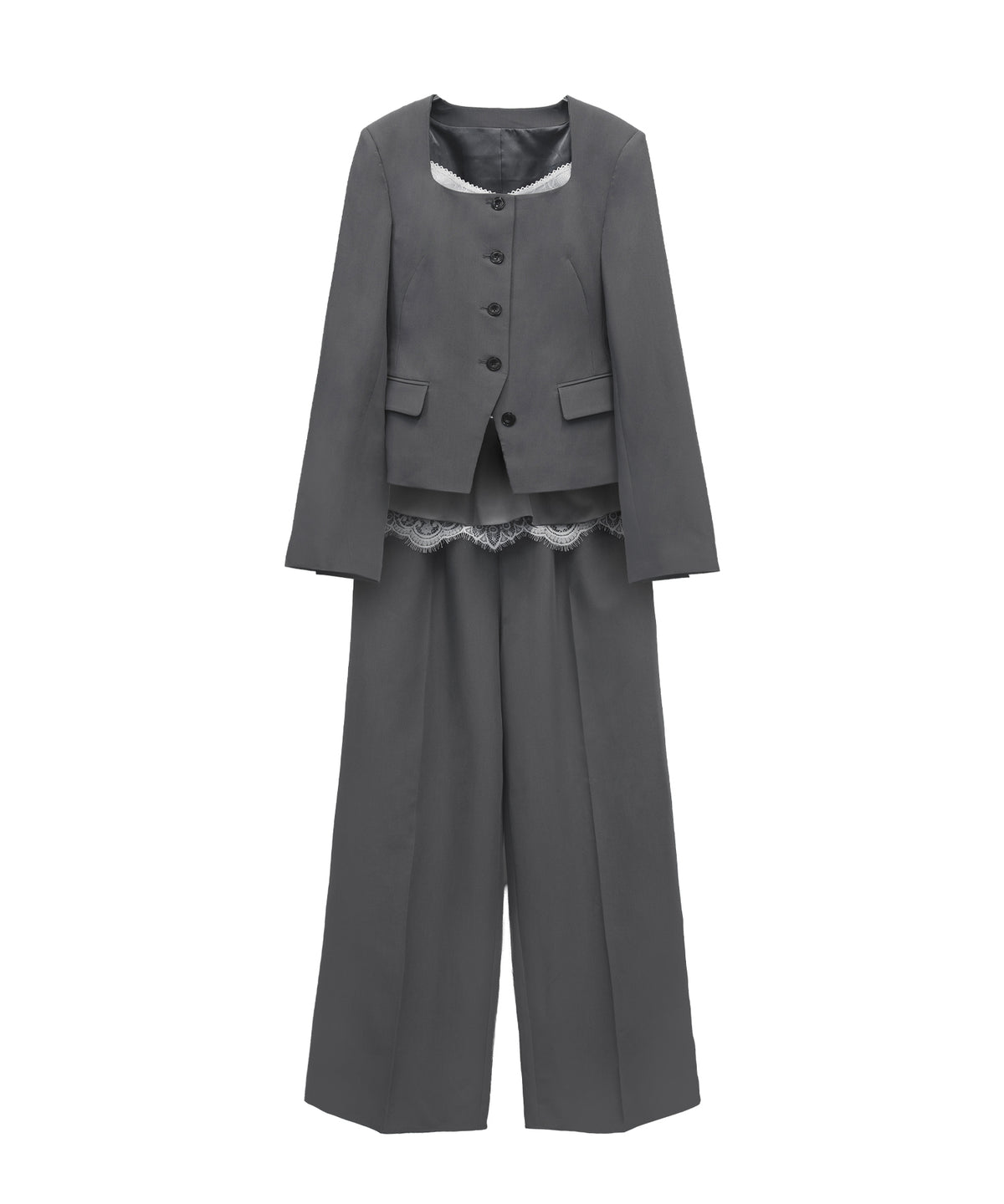 FEMME PEPLUM SETUP グレー 全身物撮り画像