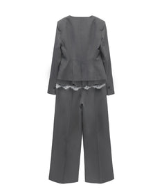 FEMME PEPLUM SETUP グレー 全身後ろ物撮り画像
