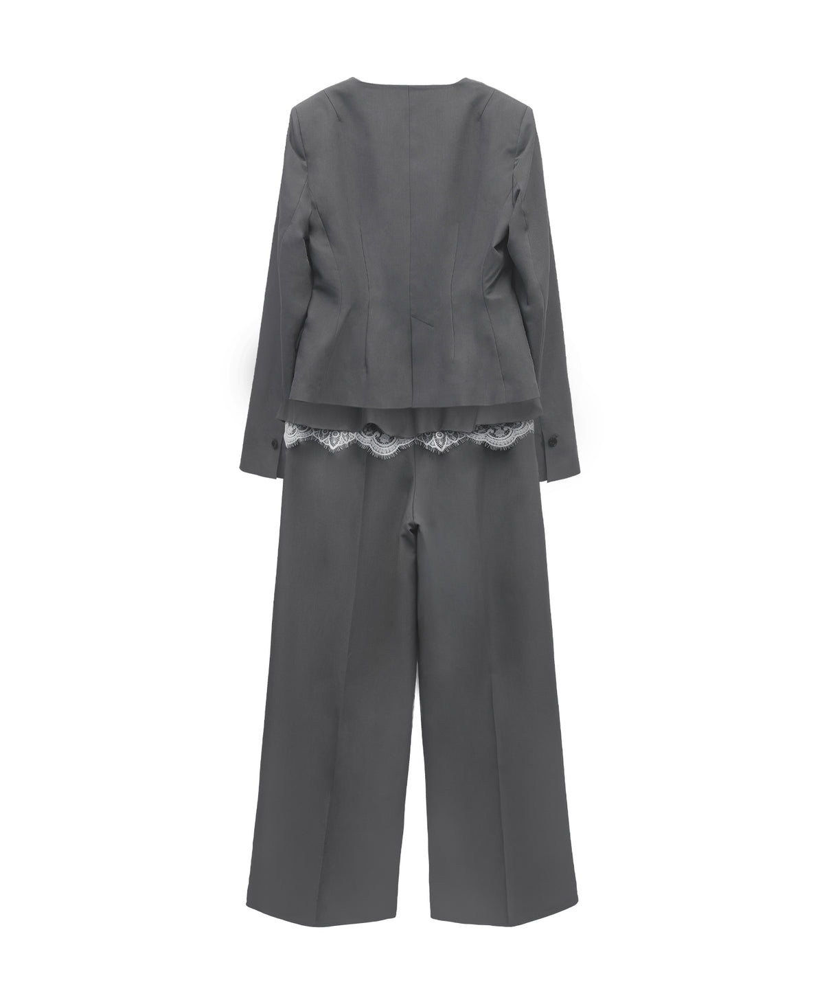 FEMME PEPLUM SETUP グレー 全身後ろ物撮り画像