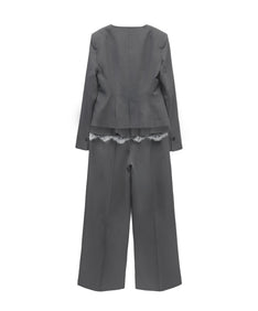 FEMME PEPLUM SETUP グレー 全身後ろ物撮り画像