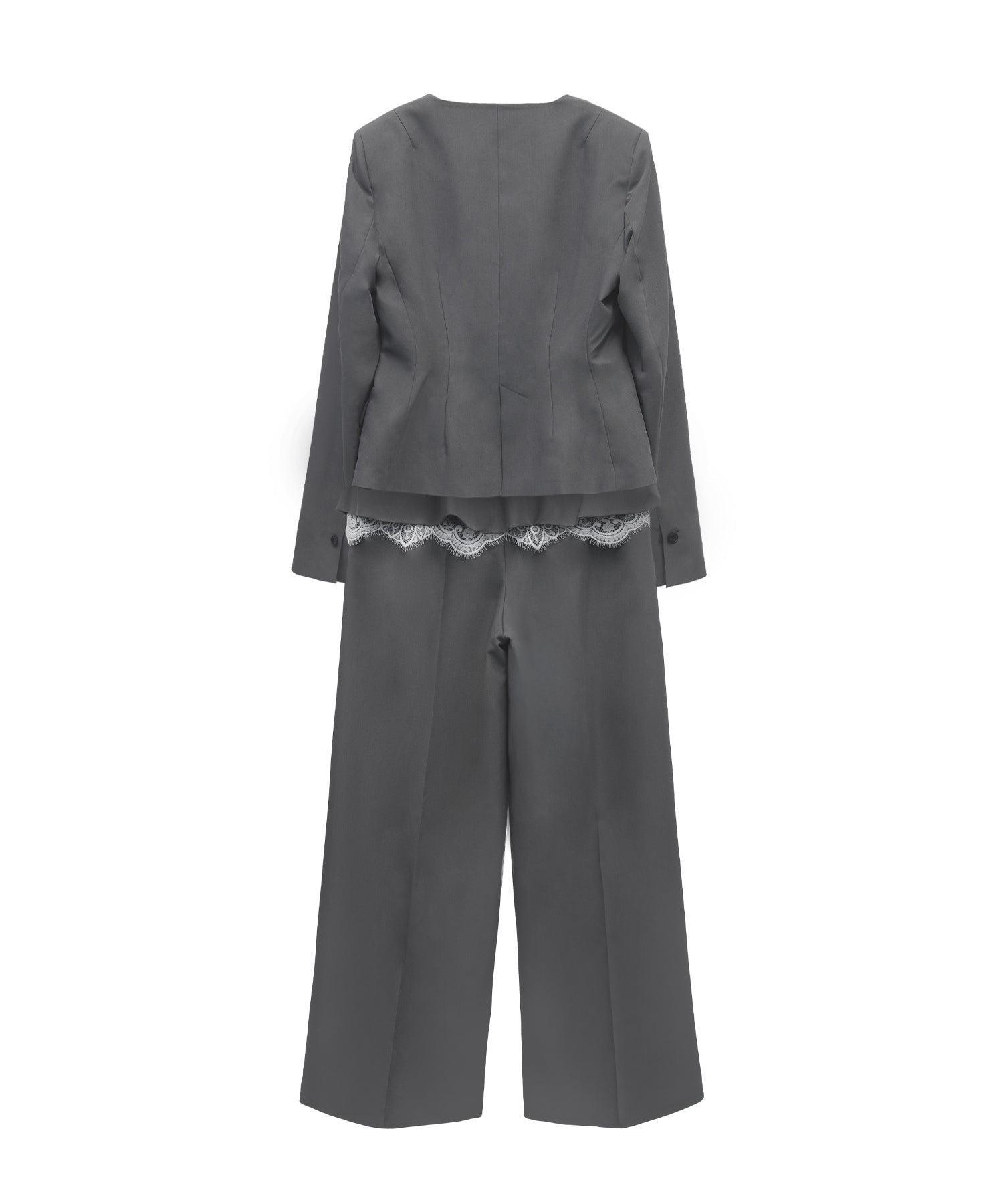 FEMME PEPLUM SETUP グレー 全身後ろ物撮り画像