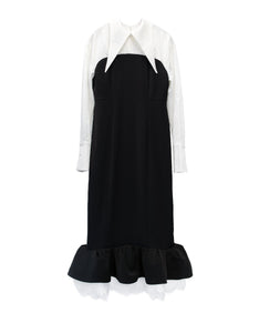 TAILORED FRILL DRESS ブラック 正面全身物撮り画像