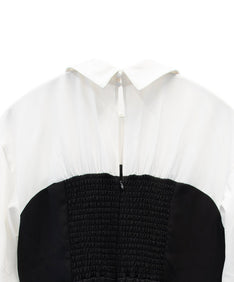 TAILORED FRILL DRESS ブラック 背面 襟アップ画像
