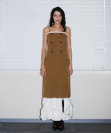 TRENCH BUBBLE DRESS キャメル 正面全身