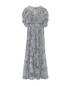 FLOCKING BOLERO DRESS グレー 背面全身物撮り画像