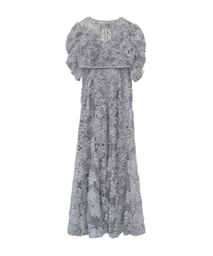 FLOCKING BOLERO DRESS グレー 背面全身物撮り画像