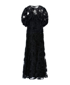 FLOCKING BOLERO DRESS ブラック 正面全身物撮り画像