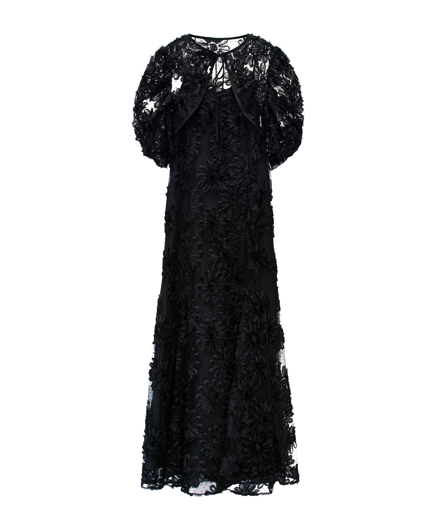 FLOCKING BOLERO DRESS ブラック 正面全身物撮り画像