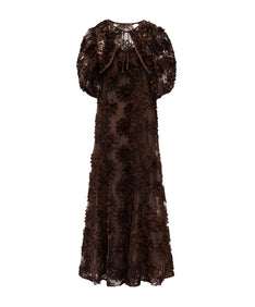 FLOCKING BOLERO DRESS ブラウン 正面全身物撮り画像