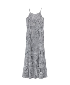 FLOCKING BOLERO DRESS グレー 正面全身物撮り画像