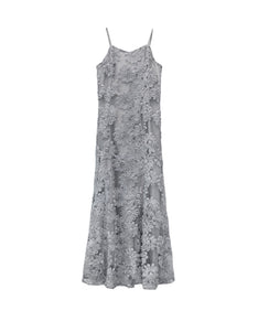FLOCKING BOLERO DRESS グレー 正面全身物撮り画像