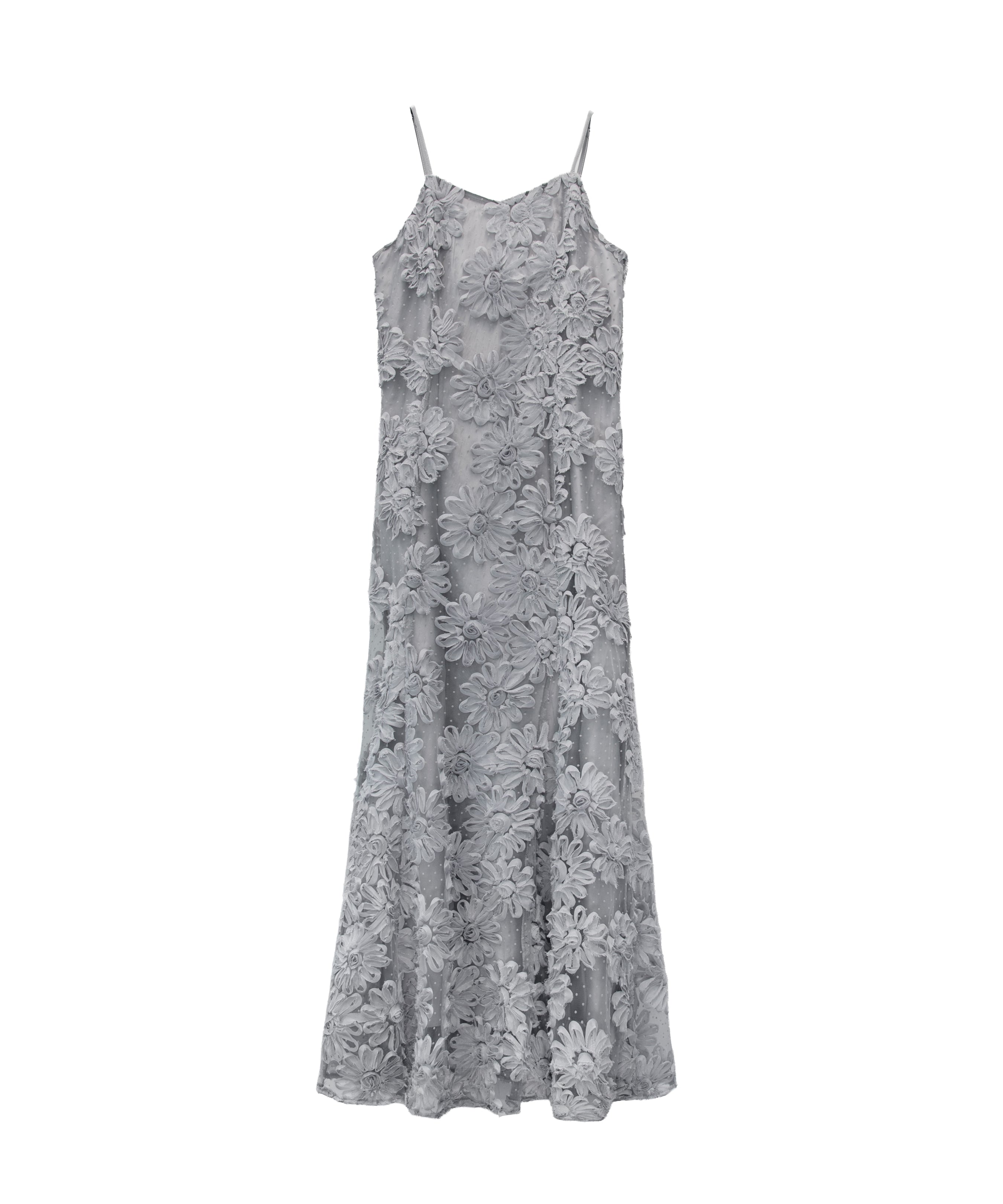 FLOCKING BOLERO DRESS グレー 正面全身物撮り画像