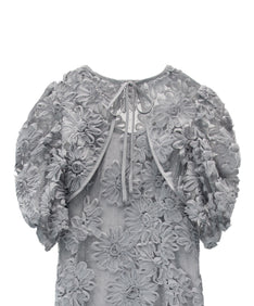 FLOCKING BOLERO DRESS グレー 正面全身アップ物撮り画像