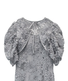 FLOCKING BOLERO DRESS グレー 正面全身アップ物撮り画像