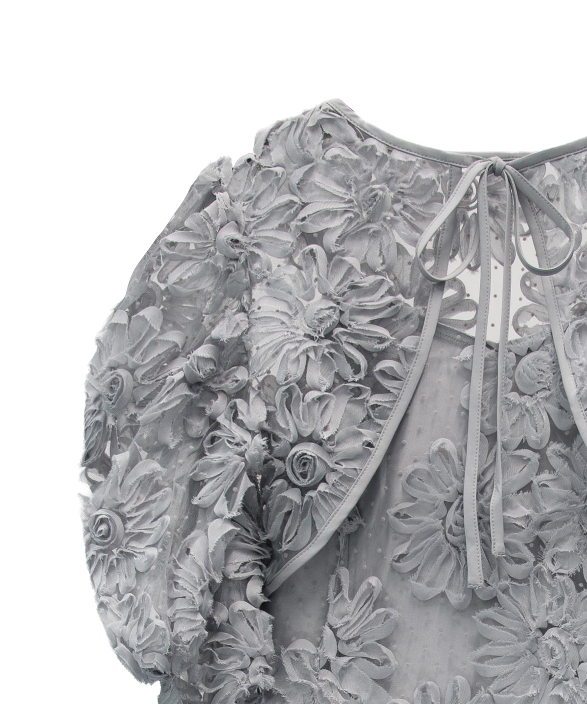 FLOCKING BOLERO DRESS グレー 正面全身アップ物撮り画像