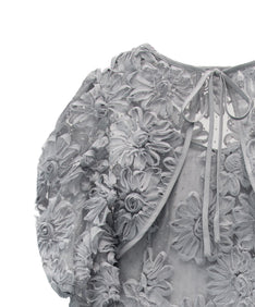 FLOCKING BOLERO DRESS グレー 正面全身アップ物撮り画像