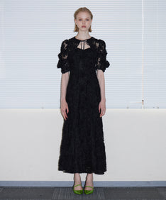FLOCKING BOLERO DRESS ブラック 正面全身