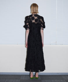 FLOCKING BOLERO DRESS ブラック 背面全身