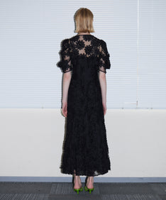 FLOCKING BOLERO DRESS ブラック 背面全身