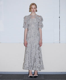 FLOCKING BOLERO DRESS グレー 正面全身