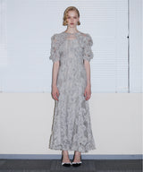 FLOCKING BOLERO DRESS グレー 正面全身