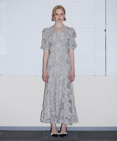 FLOCKING BOLERO DRESS グレー 正面全身