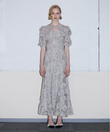 FLOCKING BOLERO DRESS グレー 正面全身
