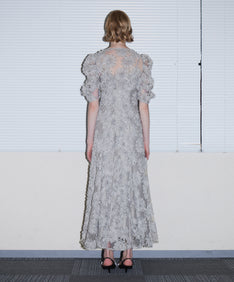 FLOCKING BOLERO DRESS グレー 背面全身