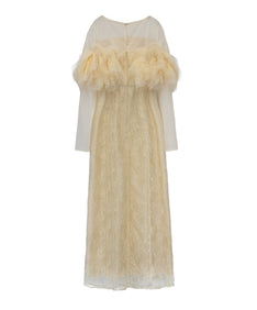 TULLE SPARKLE DRESS イエロー 背面全身物撮り画像